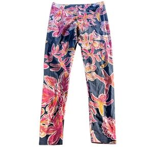 Lilly Pulitzer Girls Floral Cotton Blend Floral Print Leggings Size Large